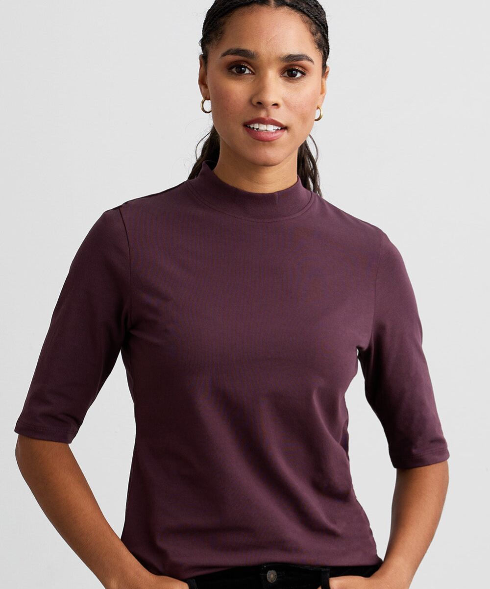 half sleeve mock neck