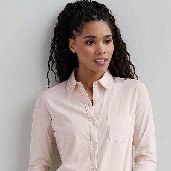 organic knit button down shirt