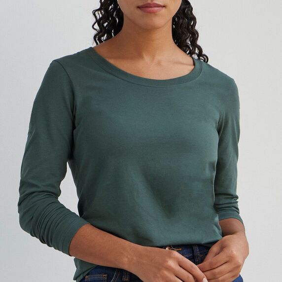 womens long sleeve scop neck tee