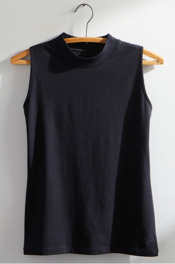 sleeveless mock neck tee