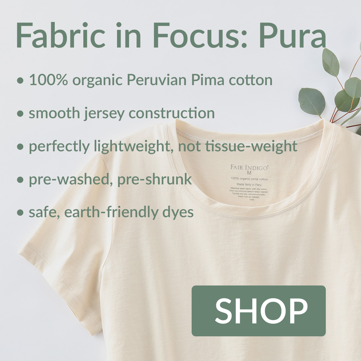 100% organic pima cotton clothing