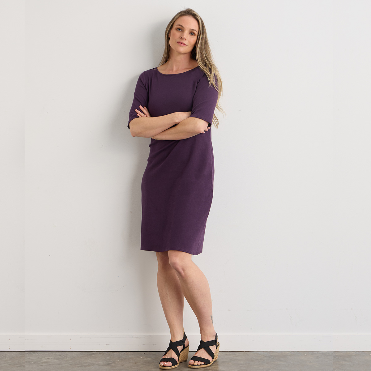 organic boat neck dress