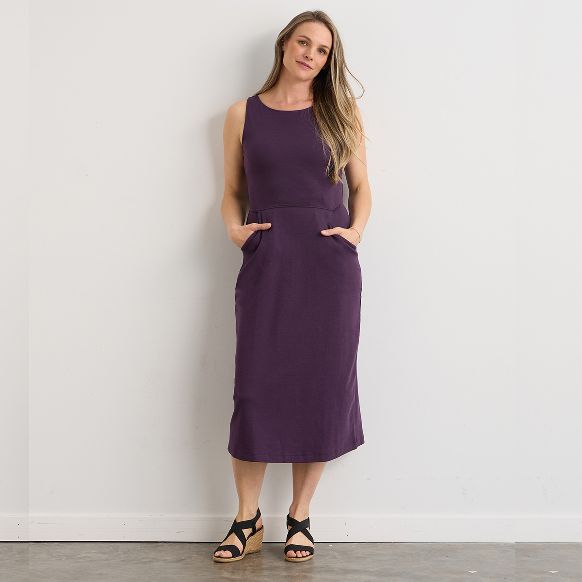 organic midi dress with pockets