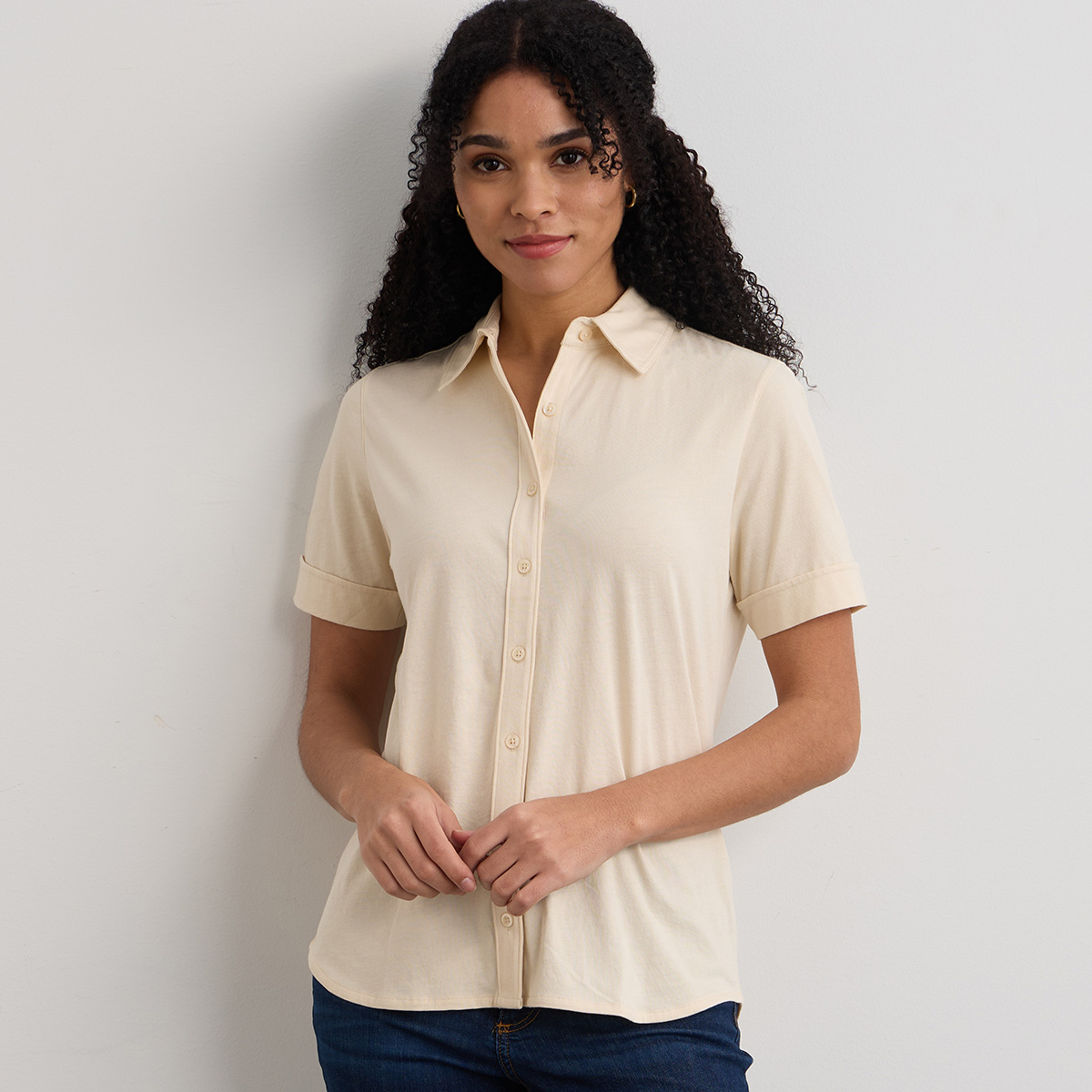 womens organic undyed button down shirt