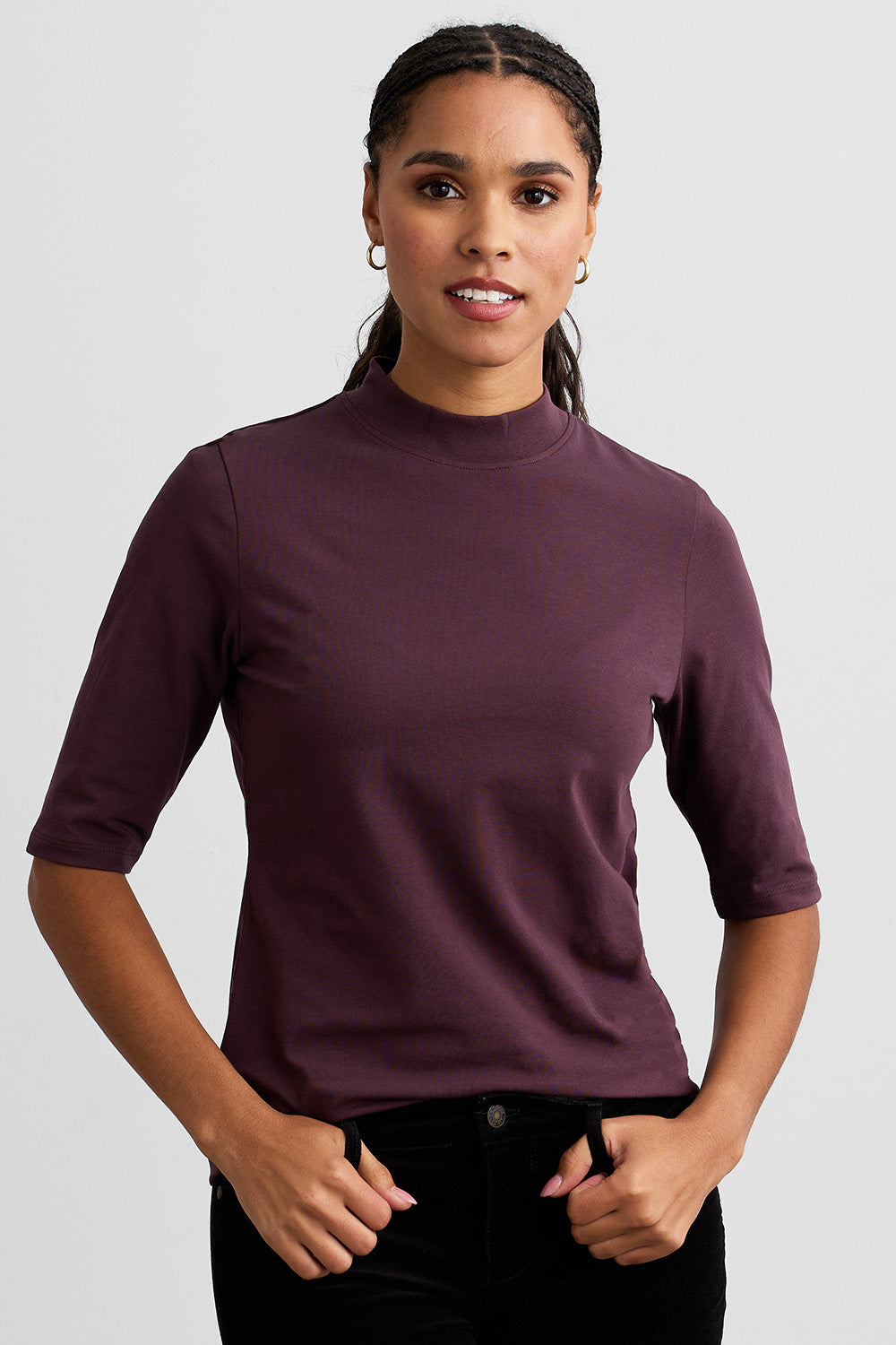 half sleeve mock neck