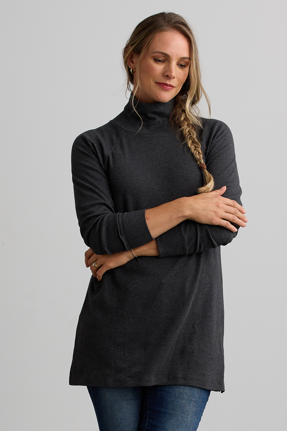 organic mock neck tunic