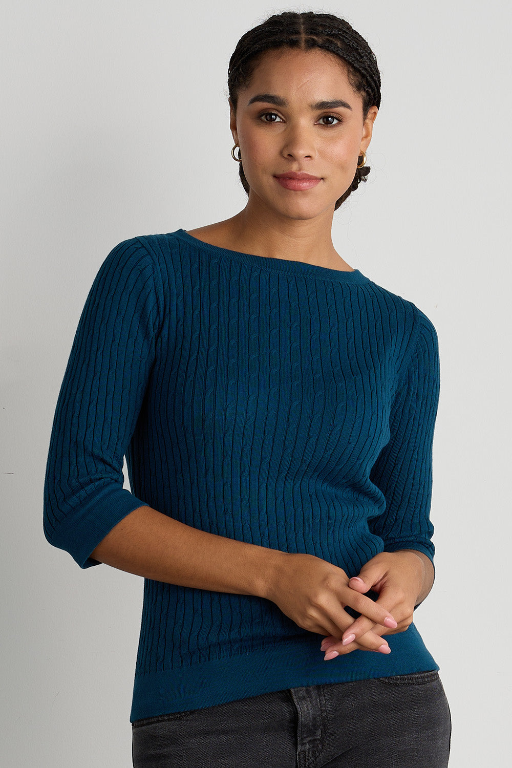 half sleeve boat neck sweater